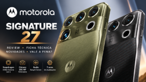 Câmeras do Motorola Signature 27 com teleobjetiva periscópica de 200 MP