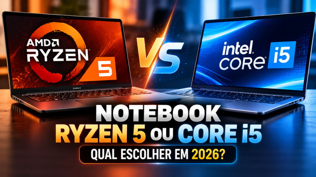 Notebook com Ryzen 5 ou Core i5 em comparativo de processadores para 2026
